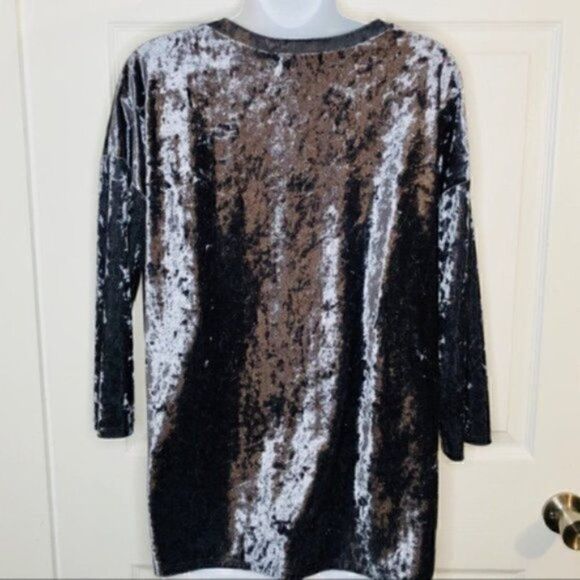 Cherish Front Knot Sweatshirt Crushed Velvet Top Ice Blue S - Picture 4 of 8